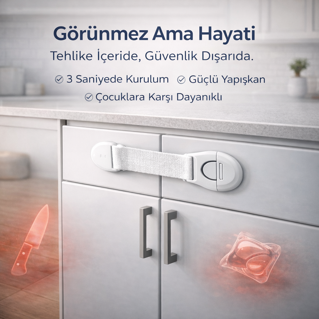 15'li Ultra Güvenli Bebek ve Çocuk Kilidi - Delme Gerektirmez