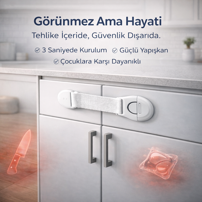 15'li Ultra Güvenli Bebek ve Çocuk Kilidi - Delme Gerektirmez