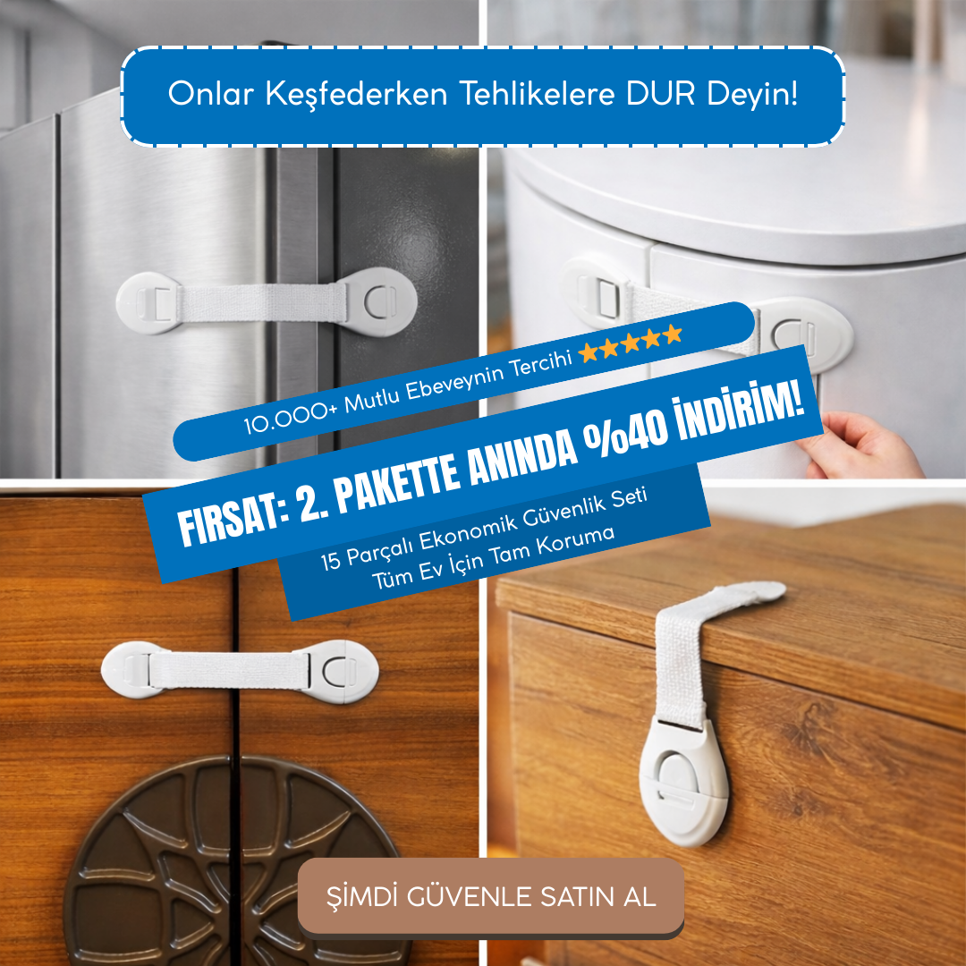 15'li Ultra Güvenli Bebek ve Çocuk Kilidi - Delme Gerektirmez