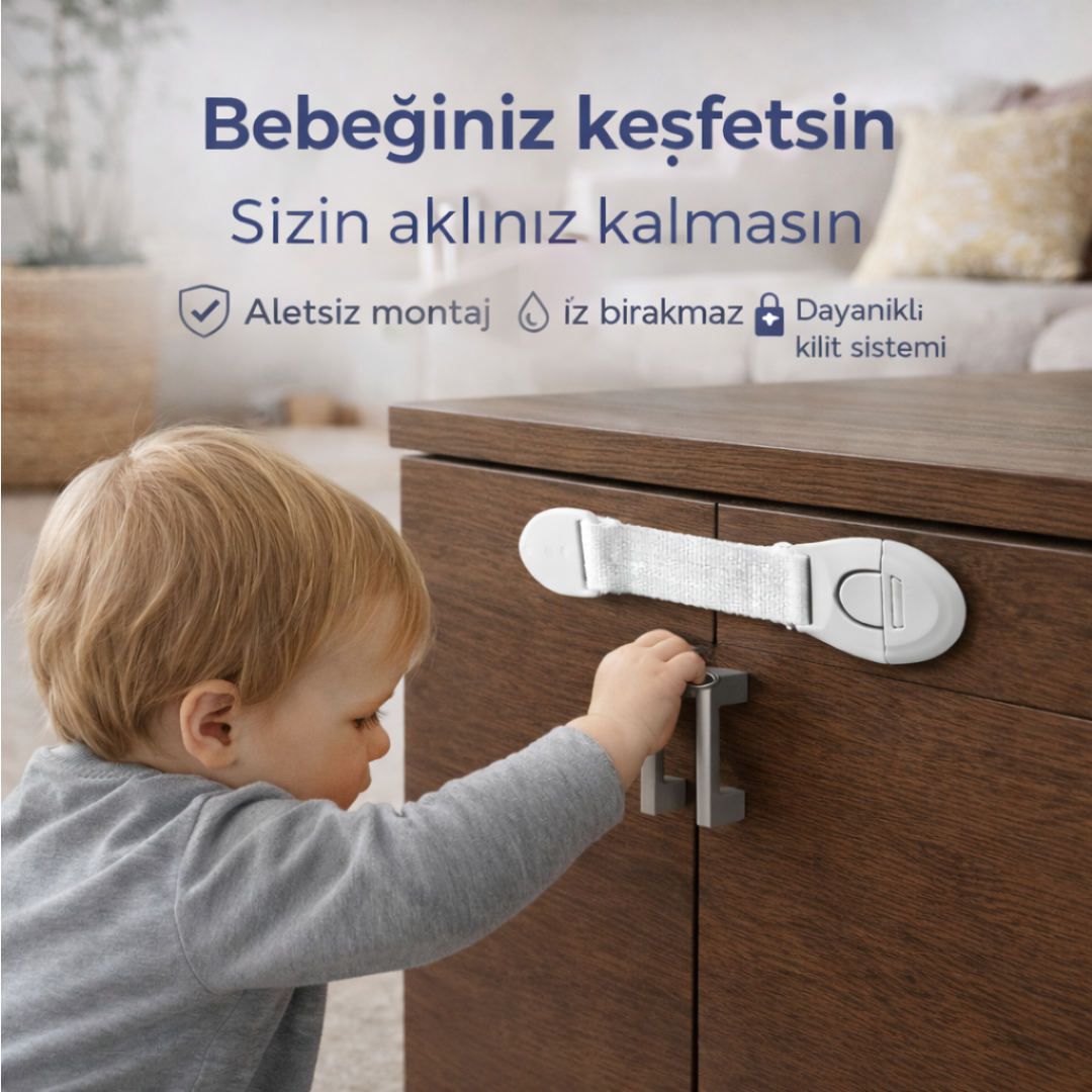 15'li Ultra Güvenli Bebek ve Çocuk Kilidi - Delme Gerektirmez